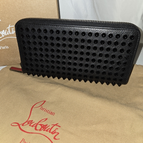 Christian Louboutin Black Studded Zip Wallet - Picture 5 of 9